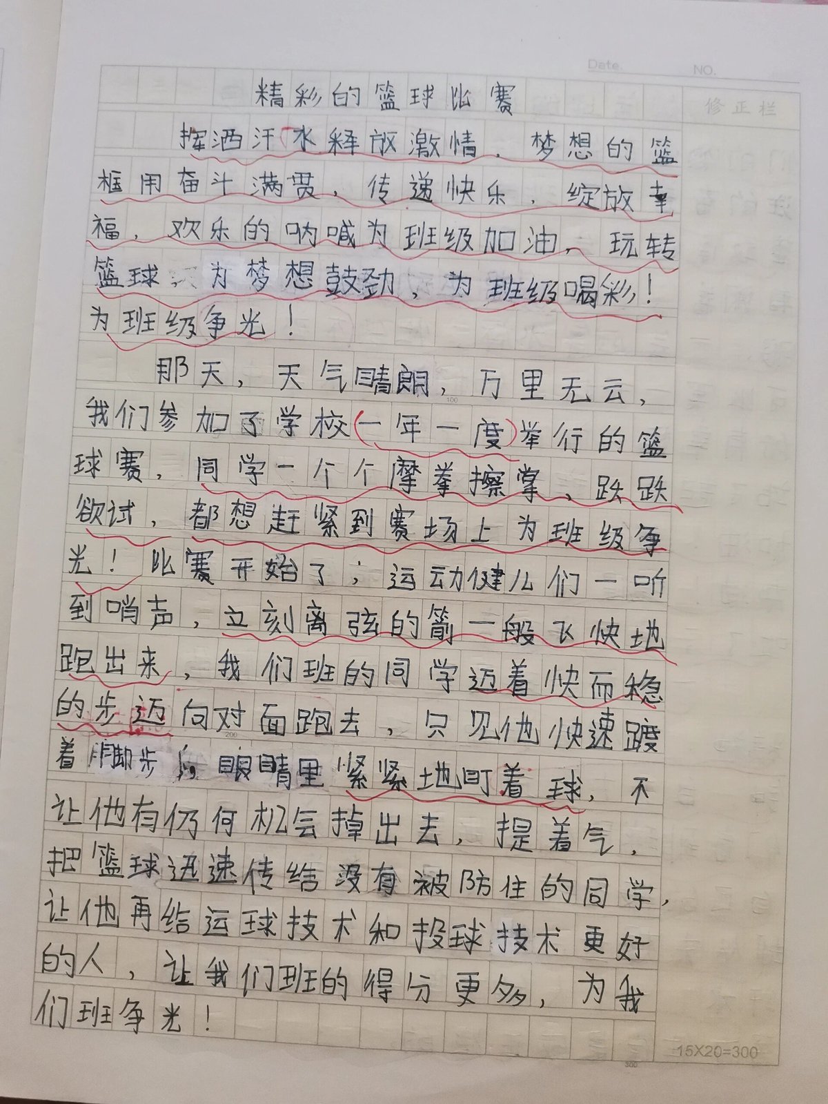 小学生日记篮球训练300字